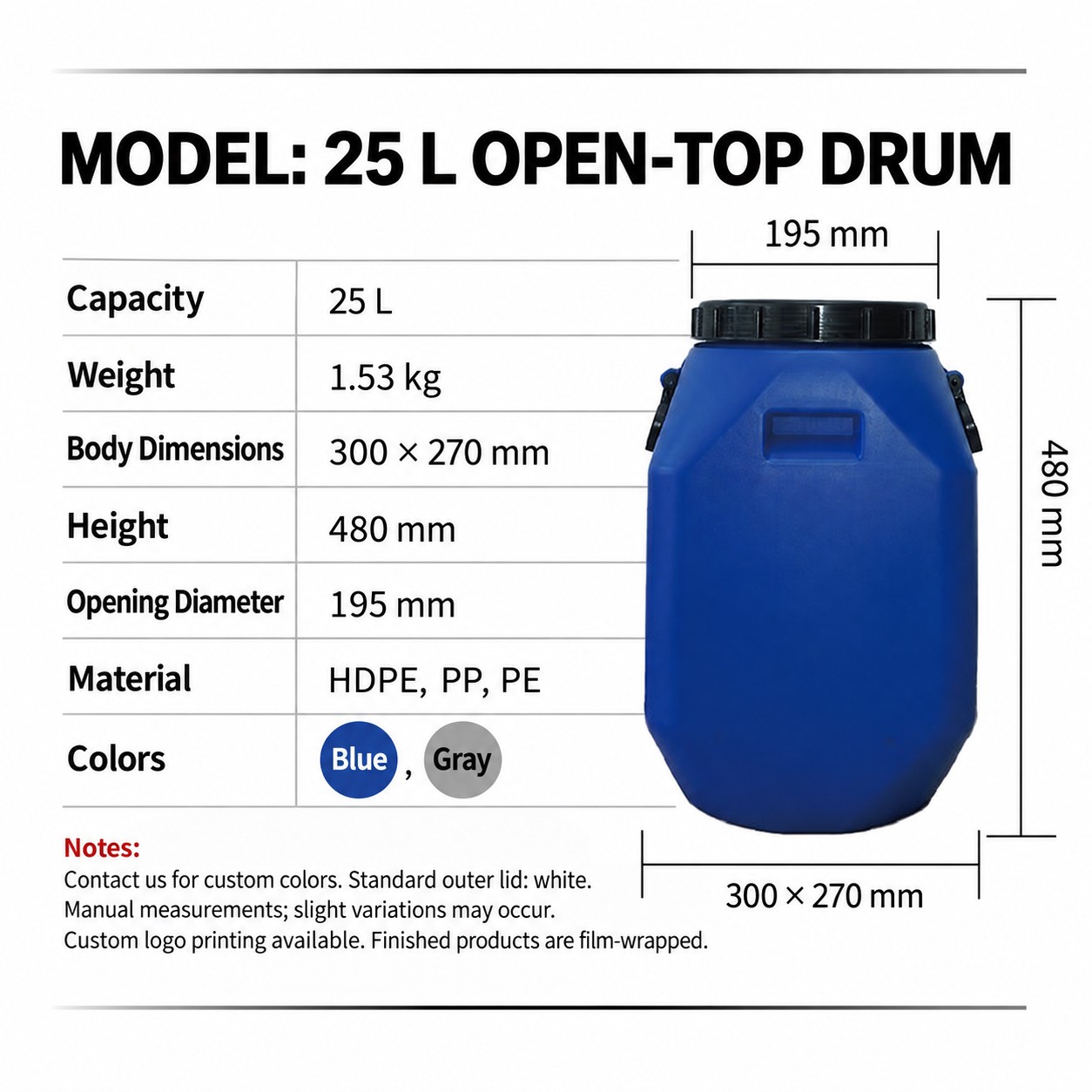 25L Open-Top Drum
