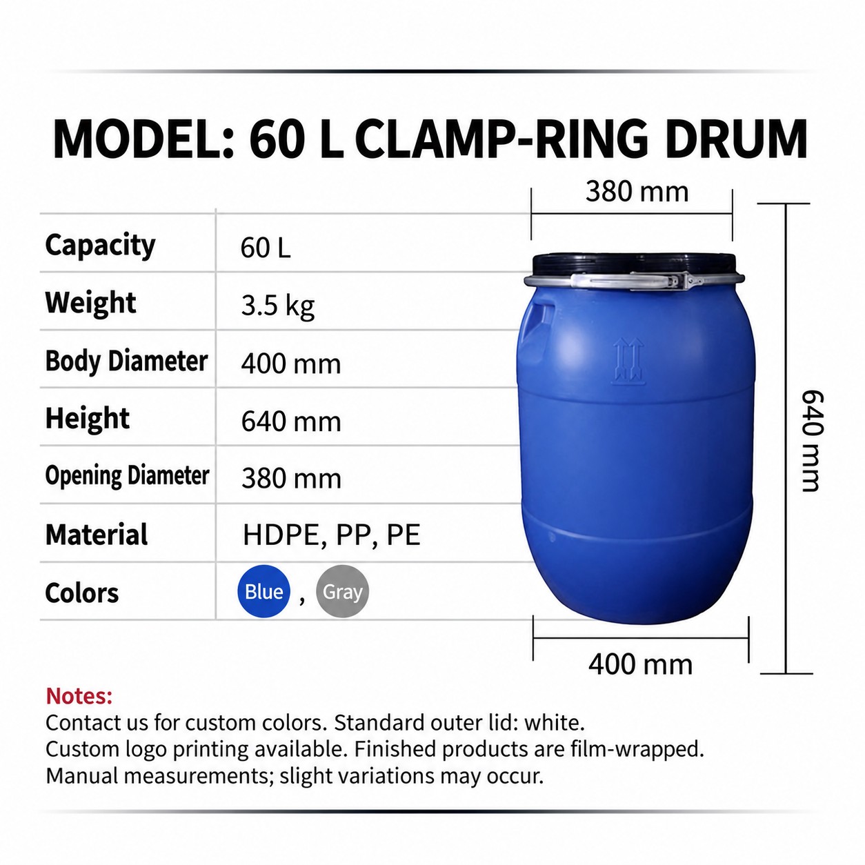 60L Flange Clamp Drum