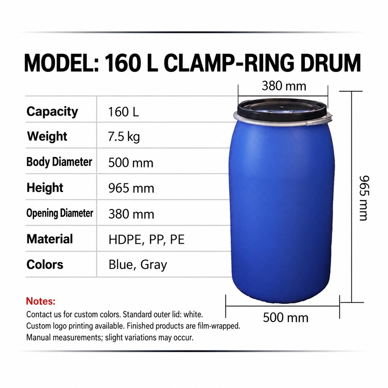 160L Flange Clamp Drum